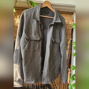 Vince Gray Twill Cotton Over Shirt Jacket - M - Medium